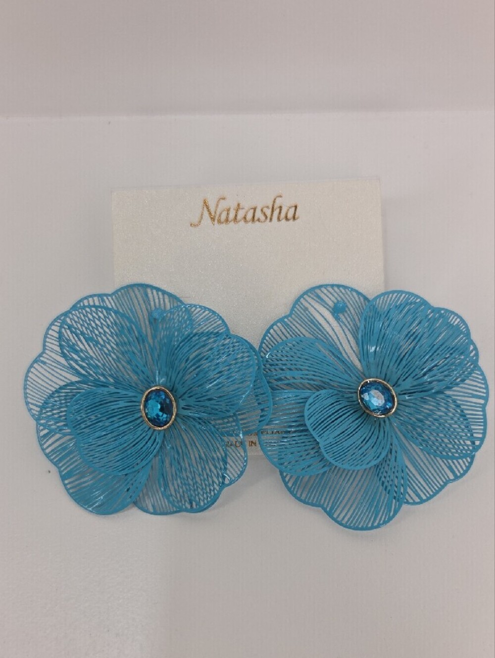 💙▪️Natasha Couture ▪️Turquoise Wire Floral Filigree Earrings - Picture 6 of 6